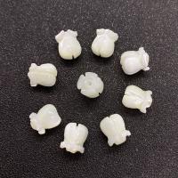 Perles en coquillage blanc naturel, coquille blanche, Flower Bud, gravé, DIY, blanc, 7x9mm, Vendu par PC