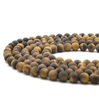 Tiger Eye Beads, Runde, poleret, du kan DIY & frosted, blandede farver, Solgt Per 38 cm Strand