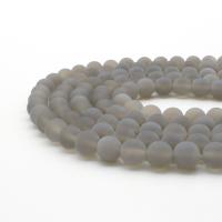 Natural Grey Agate perler, Grå Agate, Runde, poleret, du kan DIY & frosted, grå, Solgt Per 38 cm Strand