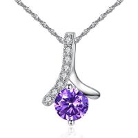 Cubic Zircon Micro Pave Brass Necklace, plated, fashion jewelry & for woman & with cubic zirconia, more colors for choice, 20x13mm, Length:45 cm, Sold By PC