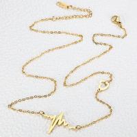 Brass Necklace, with 1.97 extender chain, Electrocardiographic, plated, fashion jewelry & for woman, golden, Length:47 cm, Sold By PC