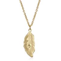Titanstahl Halskette, Blatt, plattiert, Modeschmuck & für Frau, goldfarben, Länge:41 cm, verkauft von PC