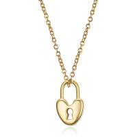 Collier d'acier titane, coeur, Placage, bijoux de mode & pour femme, doré, Longueur:41 cm, Vendu par PC