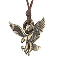 Collar de Aleación de Zinc, con cordón de cuero, Águila, chapado, Joyería & unisexo, 60x55mm, longitud:80 cm, Vendido por UD
