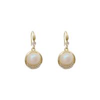 Tibetan Style Drop Earrings, with ABS Plastic Pearl, high quality plated, fashion jewelry & for woman & with rhinestone, golden, 40x15mm, Sold By Pair