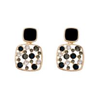 Tibetan Style Drop Earrings, high quality plated, fashion jewelry & for woman & with rhinestone, golden, 26x16mm, Sold By Pair