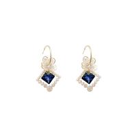 Rhinestone Earring Zinc Alloy with ABS Plastic Pearl high quality plated fashion jewelry & for woman & with rhinestone blue Sold By Pair