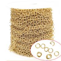 Stainless Steel Rolo Chain, 304 Stainless Steel, gold color plated, round link chain, 2m/Bag, Sold By Bag