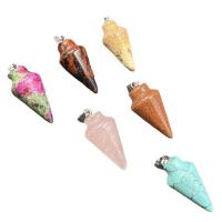 Gemstone Pendants Jewelry, Natural Stone, Conical, different materials for choice & Unisex, more colors for choice, 14x32mm, Sold By PC