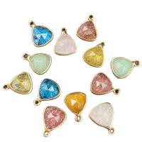Gemstone Pendants Jewelry Natural Stone with Brass Triangle gold color plated & faceted Sold By PC