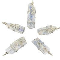 Kyanite Pendant with Iron irregular platinum color plated Unisex blue 45-65mmx16-20mm Sold By PC