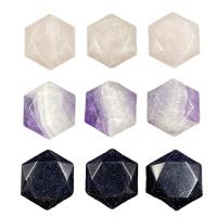Pedra natural pingente, Hexagrama, materiais diferentes para a escolha & unissex & facetada, Mais cores pare escolha, 28x25mm, vendido por PC