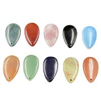 Gemstone Pendants Jewelry, Natural Stone, Teardrop, different materials for choice & Unisex, more colors for choice, 29x34mm, Sold By PC