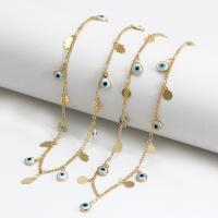 Evil Eye smykker halskæde, Messing, med 2.17 extender kæde, guldfarve belagt, forskellige stilarter for valg & emalje, gylden, nikkel, bly & cadmium fri, Længde 17.32 inch, Solgt af PC