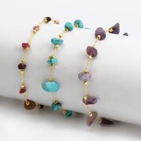 Brass Bracelet, with Gemstone, with 1.97 extender chain, gold color plated, fashion jewelry, golden, nickel, lead & cadmium free, Length:9.25 Inch, Sold By PC
