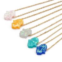 Resin Necklace Titanium Steel with Resin with 1.97 extender chain gold color plated fashion jewelry Length 16.73 Inch Sold By PC