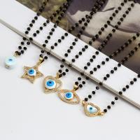 Evil Eye Schmuck Halskette, Kristall, mit Lampwork & Messing, mit Verlängerungskettchen von 1.97, goldfarben plattiert, verschiedene Stile für Wahl & Emaille & mit Strass, mehrere Farben vorhanden, Länge 15.94 ZollInch, verkauft von PC