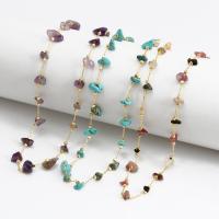 Natural Gemstone Necklace, Brass, with Gemstone, with 1.97 extender chain, gold color plated, fashion jewelry, more colors for choice, nickel, lead & cadmium free, Length:17.13 Inch, Sold By PC