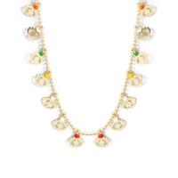 Glas frø perler halskæde, Messing, med Lampwork & Glas Seed Beads, med 2.17 extender kæde, guldfarve belagt, mode smykker & emalje, gylden, nikkel, bly & cadmium fri, Længde 17.32 inch, Solgt af PC