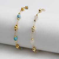 Gemstone Bracelets, Brass, with Gemstone, with 1.97 extender chain, gold color plated, fashion jewelry, more colors for choice, nickel, lead & cadmium free, Length:9.65 Inch, Sold By PC