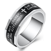 Titantium Steel δάχτυλο του δακτυλίου, Titanium Steel, χρώμα επάργυρα, για τον άνθρωπο & σμάλτο, μαύρος, 8mm, Sold Με PC
