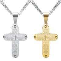 Titanium Steel Necklace, Cross, plated, fashion jewelry, more colors for choice, 50x25mm, Length:23.62 Inch, Sold By PC