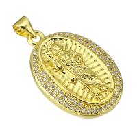 Cubic Zirconia Micro Pave Brass Pendant, gold color plated, micro pave cubic zirconia, 18x32x5mm, 10PCs/Lot, Sold By Lot