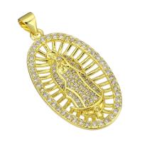 Cubic Zirconia Micro Pave Brass Pendant, gold color plated, micro pave cubic zirconia, 18x31x5mm, 10PCs/Lot, Sold By Lot