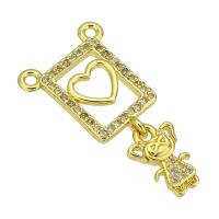 Cubic Zirconia Micro Pave Brass Pendant gold color plated micro pave cubic zirconia & double-hole & hollow 25mm Approx 3mm Sold By Lot