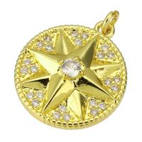 Cubic Zirconia Micro Pave Brass Pendant, gold color plated, micro pave cubic zirconia, 18x32x5mm, Hole:Approx 2mm, 10PCs/Lot, Sold By Lot