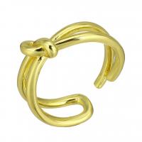 Mässing Finger Ring, guldfärg pläterade, Justerbar, Storlek:7, 10PC/Lot, Säljs av Lot