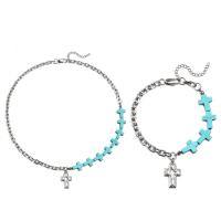 Ожерелья из бирюзы, титан, с бирюза, полированный, Женский, голубой бирюзовый, продается PC