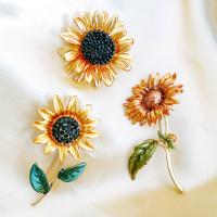 Zinc Alloy Brooches Sunflower plated Unisex nickel lead & cadmium free Sold By PC