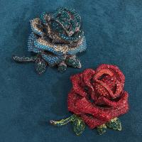 Tibetan Style Brooches, Rose, plated, Unisex & with rhinestone, more colors for choice, nickel, lead & cadmium free, 73x61mm, Sold By PC