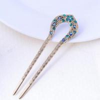 Hair Stick, Tibetan Style, plated, vintage & for woman & with rhinestone, more colors for choice, nickel, lead & cadmium free, 129x36mm, Sold By PC