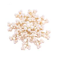 Zinc Alloy Brooches with Plastic Pearl Flower plated for woman nickel lead & cadmium free 80mm Sold By PC