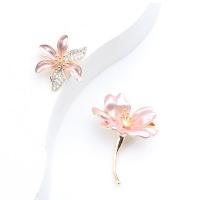 Enamel Brooch Brass Flower gold color plated & for woman nickel lead & cadmium free Sold By PC