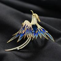 Cubic Zirconia Brooch Brass Bird plated micro pave cubic zirconia & for woman & epoxy gel nickel lead & cadmium free Sold By PC