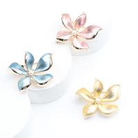 Fashion Brooch Jewelry Brass with Plastic Pearl Flower gold color plated for woman & enamel nickel lead & cadmium free Sold By PC