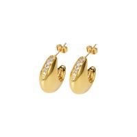 Brass Stud Earring real gold plated for woman & with rhinestone nickel lead & cadmium free Sold By Pair