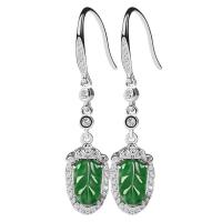 Jadeite Drop Earring with 925 Sterling Silver for woman & with rhinestone mixed colors Sold By Pair