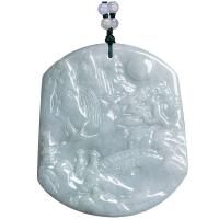 Jadeite Pendant, Carved, light green, 55.60x48x7.50mm, Sold By PC