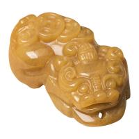 Lighter Imperial Jade Pendant, Fabulous Wild Beast, Carved, yellow, 42.50x24x13.50mm, Sold By PC