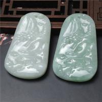 Jadeite Pendant, polished, light green, 39.80x24.40x6.50mm, Sold By PC