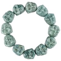 jade bracelet, bouddha, gravé, unisexe, vert, 16x16.50mm, Longueur:Environ 7.5 pouce, Vendu par PC
