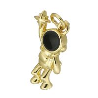 Brass Jewelry Pendants, Astronaut, fashion jewelry & DIY & Unisex & enamel, golden, 10x19x3mm, 10PCs/Lot, Sold By Lot