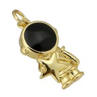 Brass Jewelry Pendants, Astronaut, fashion jewelry & DIY & Unisex & enamel, golden, 18x20x4mm, 10PCs/Lot, Sold By Lot