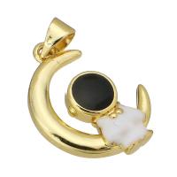 Brass Jewelry Pendants, Astronaut, fashion jewelry & DIY & Unisex & enamel, golden, 15x20x4mm, 10PCs/Lot, Sold By Lot
