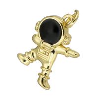 Brass Jewelry Pendants, Astronaut, fashion jewelry & DIY & Unisex & enamel, golden, 13x18x3mm, 10PCs/Lot, Sold By Lot