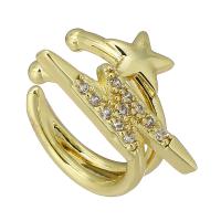 Sárgaréz Mandzsetta Finger Ring, divat ékszerek & a nő & strasszos, aranysárga, 14x9x12.50mm, 10PC-k/Lot, Által értékesített Lot